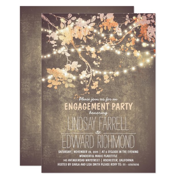 String Lights Cute And Fancy Engagement Party Invitation