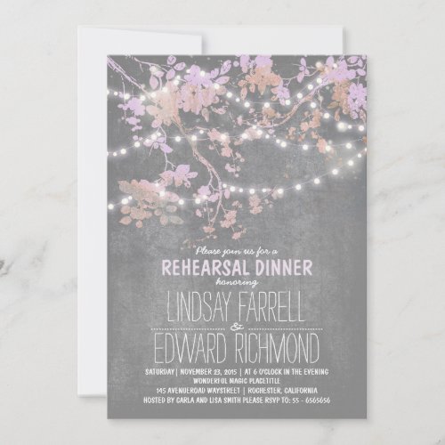 String lights cute and fancy rehearsal dinner card