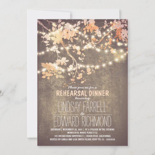 String lights cute and fancy rehearsal dinner invitation