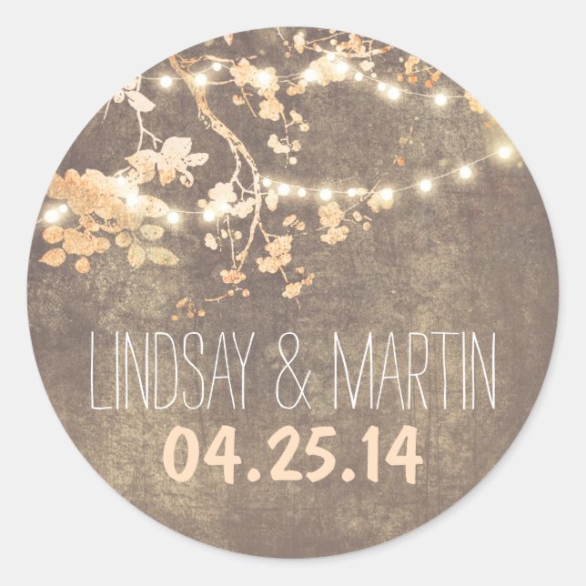 String lights cute and fancy wedding stickers (Front)