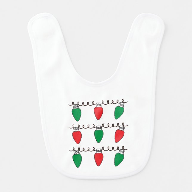 String Lights Drawing Christmas Light Bulb Drawing Baby Bib (Front)