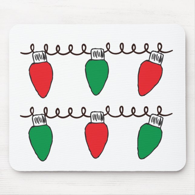 String Lights Drawing Christmas Light Bulb Drawing Mouse Pad (Front)