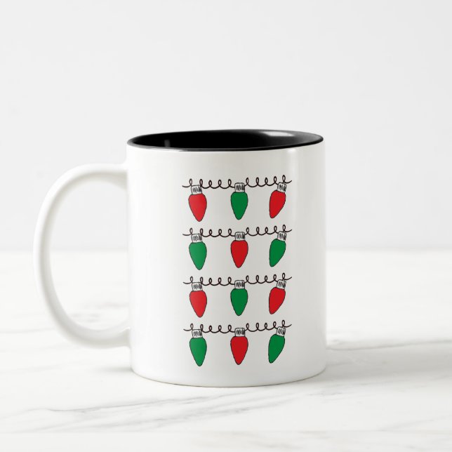 String Lights Drawing Christmas Light Bulb Drawing Two-Tone Coffee Mug (Left)