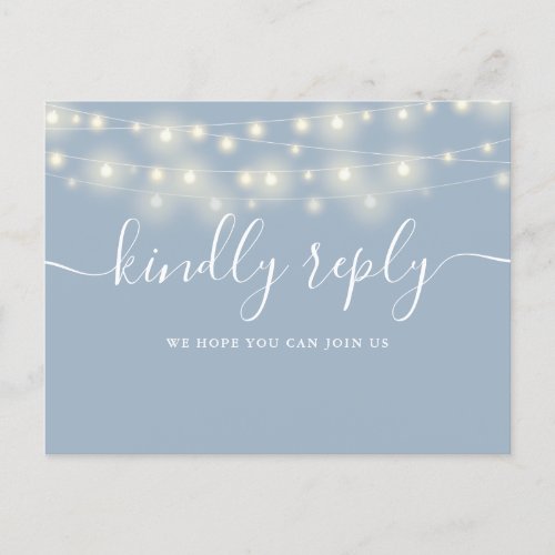 String Lights Dusty Blue Song Request RSVP Invitation Postcard
