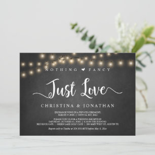 String Lights, Elopement, Nothing Fancy Just Love Invitation