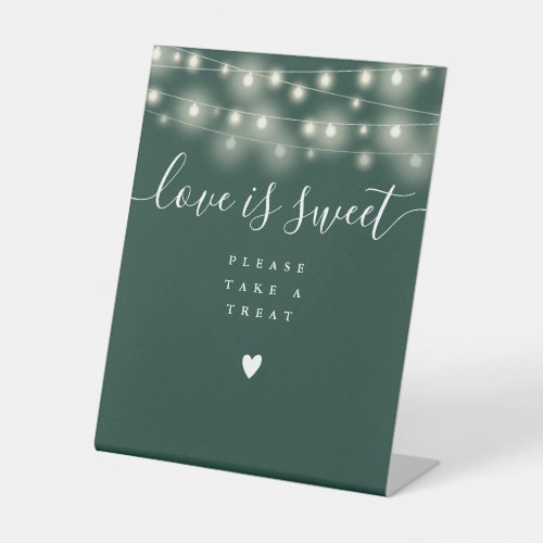 String Lights Emerald Green Love Is Sweet Favor  Pedestal Sign