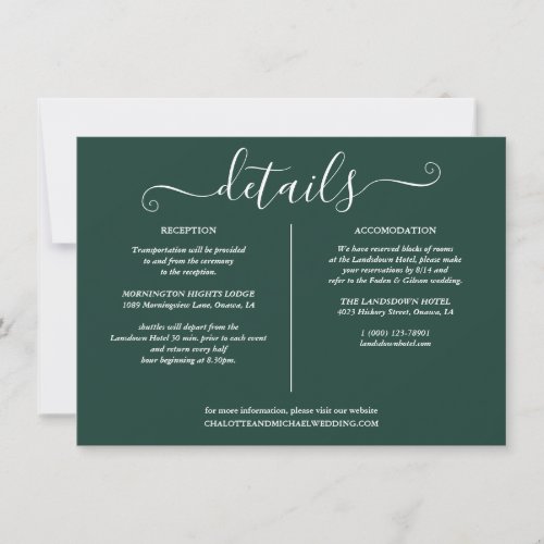 String Lights Emerald Green Wedding Details Info Invitation