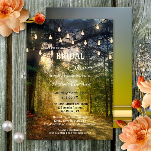 String Lights Enchanted Forest Bridal Shower Invitation