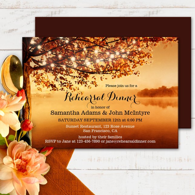 String Lights Fall Rehearsal Dinner Invitation (Creator Uploaded)