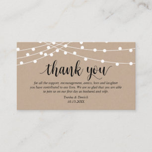 String lights, Farm Kraft theme, Wedding Thank you Enclosure Card