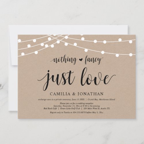 String Lights Farm Kraft Wedding Elopement Party Invitation