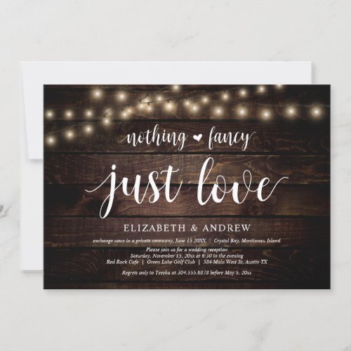 String Lights Farm wood Wedding Elopement Party Invitation