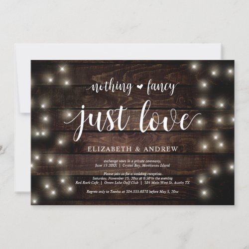 String Lights Farm wood Wedding Elopement Party Invitation