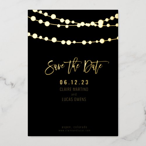 String Lights Foil Save the Date Foil Invitation