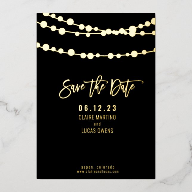 String Lights Foil Save the Date Foil Invitation (Front)