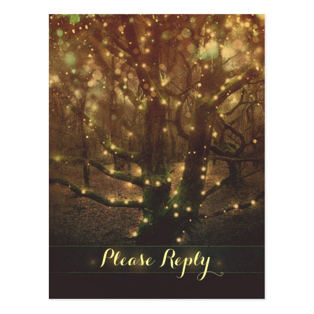 String Lights Forest Trees RSVP Postcards