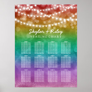 String Lights Gay Wedding Seating Chart 12 Tables