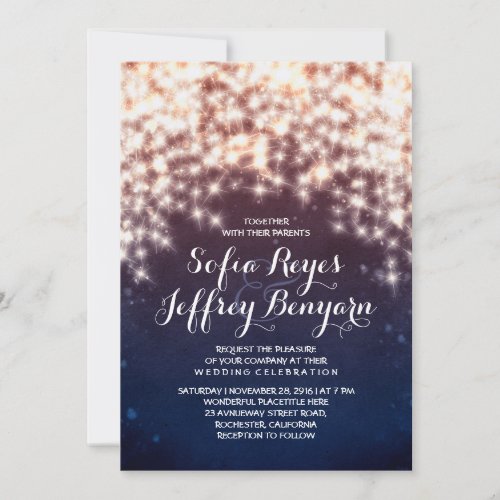 String lights glitter shining wedding invitations invites