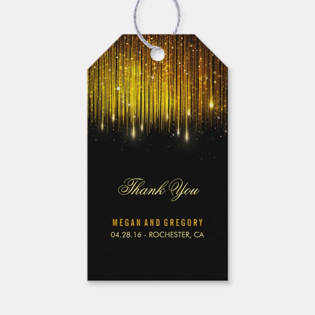 String Lights Gold And Black Wedding Thank You Gift Tags
