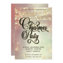 string lights gold corporate Christmas party blush Invitation