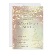 string lights gold corporate Christmas party blush Invitation
