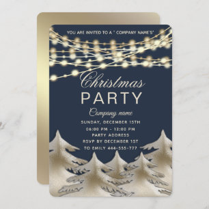 string lights gold corporate Christmas party In Invitation