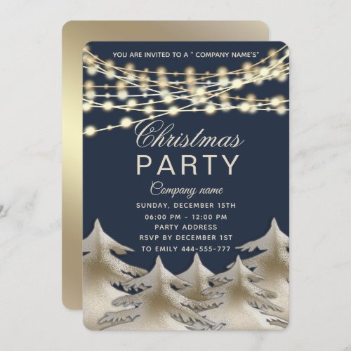 string lights  gold  corporate Christmas party  In Invitation