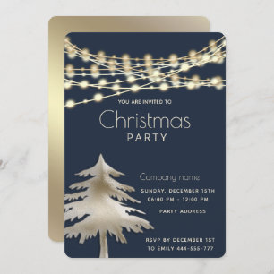 string lights gold corporate Christmas party Invitation