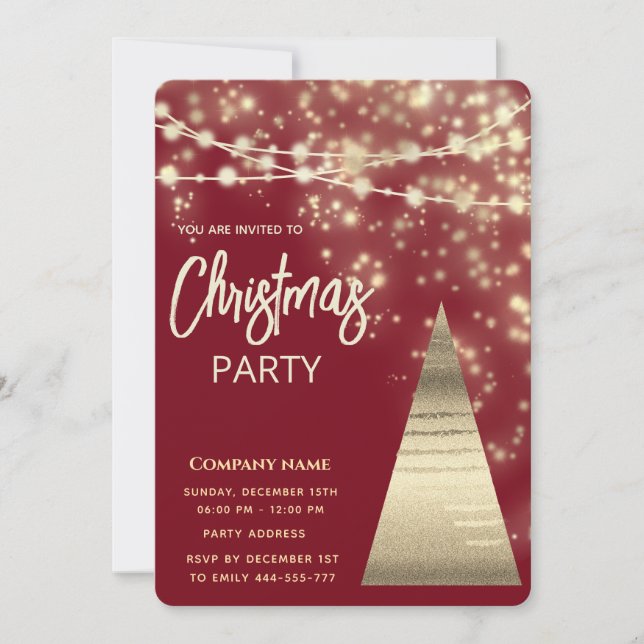 string lights  gold  corporate Christmas party  Invitation (Front)