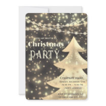 string lights  gold  corporate Christmas party Invitation