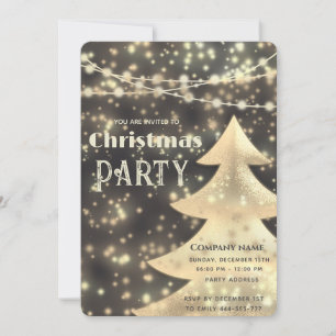 string lights gold corporate Christmas party Invitation