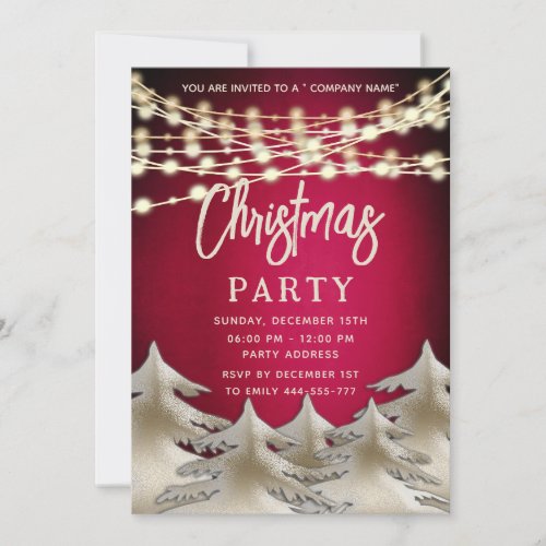 string lights gold corporate Christmas party Invitation