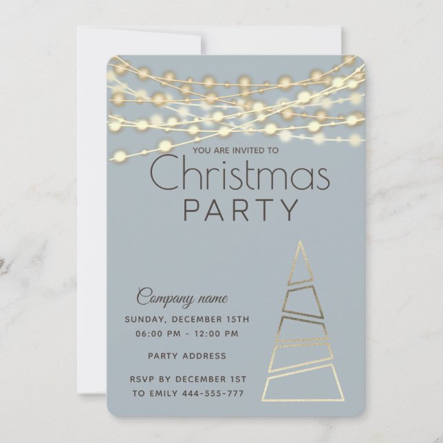 string lights  gold  corporate Christmas party  Invitation (Front)