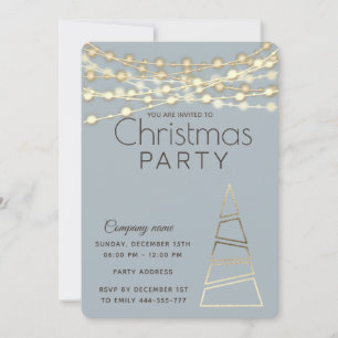 string lights gold corporate Christmas party Invitation
