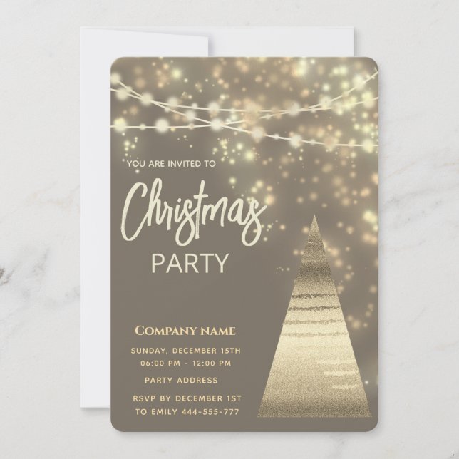 string lights  gold  corporate Christmas party  Invitation (Front)