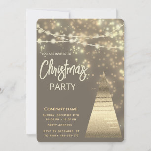string lights gold corporate Christmas party Invitation