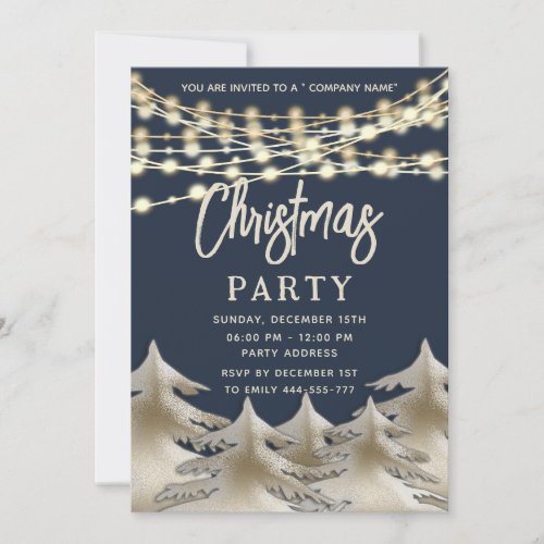 string lights gold corporate Christmas party Invitation