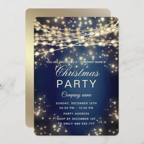 string lights  gold  corporate Christmas party  Invitation