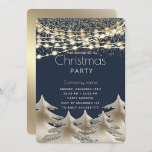string lights gold corporate Christmas party Invitation