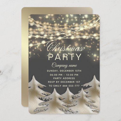 string lights  gold  corporate Christmas party Invitation