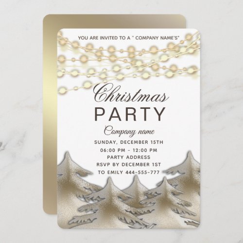 string lights  gold  corporate Christmas party  Invitation