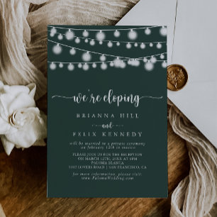 String Lights Green Elopement Reception Invitation