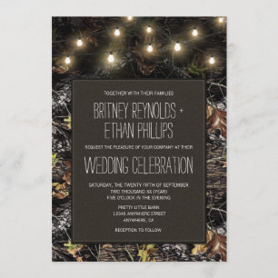 String Lights + Hunting Camo Wedding Invitations