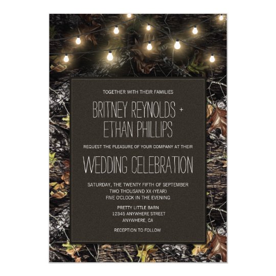 String Lights Hunting Camo Wedding Invitations Zazzle String Lights Hunting Camo Wedding Invitations
