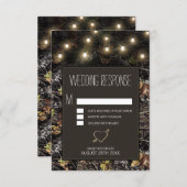 String Lights + Hunting Camo Wedding RSVP Cards (Front/Back)