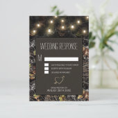 String Lights + Hunting Camo Wedding RSVP Cards (Standing Front)