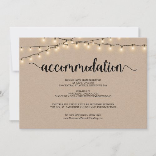 String Lights Kraft Accommodation Enclosed Card