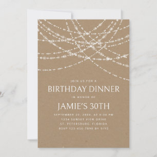 String Lights Kraft Birthday Dinner Invitation