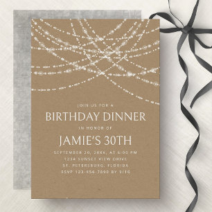 String Lights Kraft Birthday Dinner Invitation