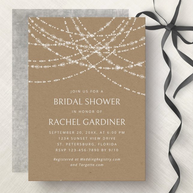String Lights Kraft Bridal Shower Invitation (Creator Uploaded)